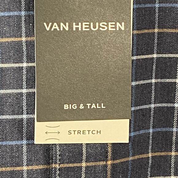 Van Heusen Dress Shirt Men's 2XLB Blue Flannel Plaid Long Sleeve Button Up NEW - Picture 6 of 7